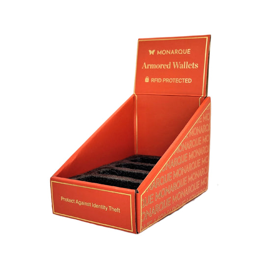 4-pack countertop display case for Monarque armored wallets