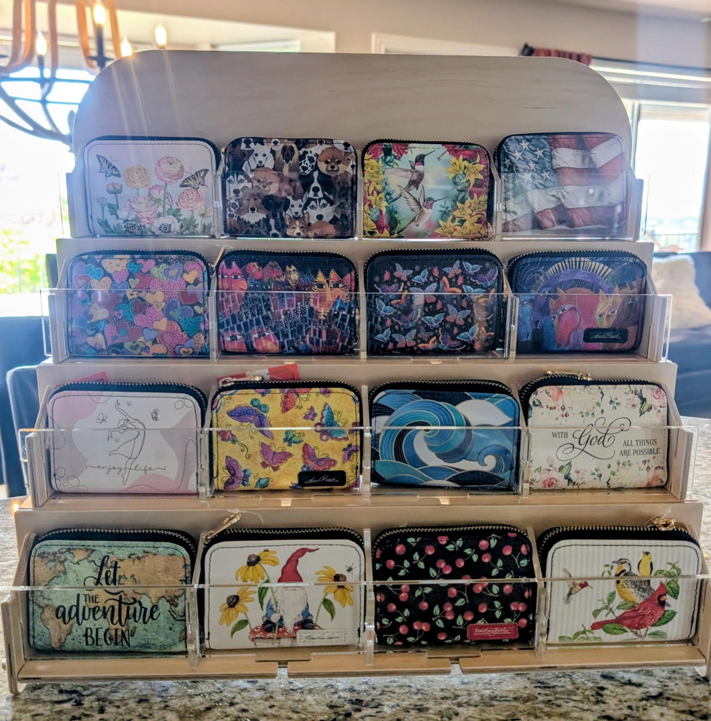 16 Wallet Wood and Acrylic Countertop Display Case