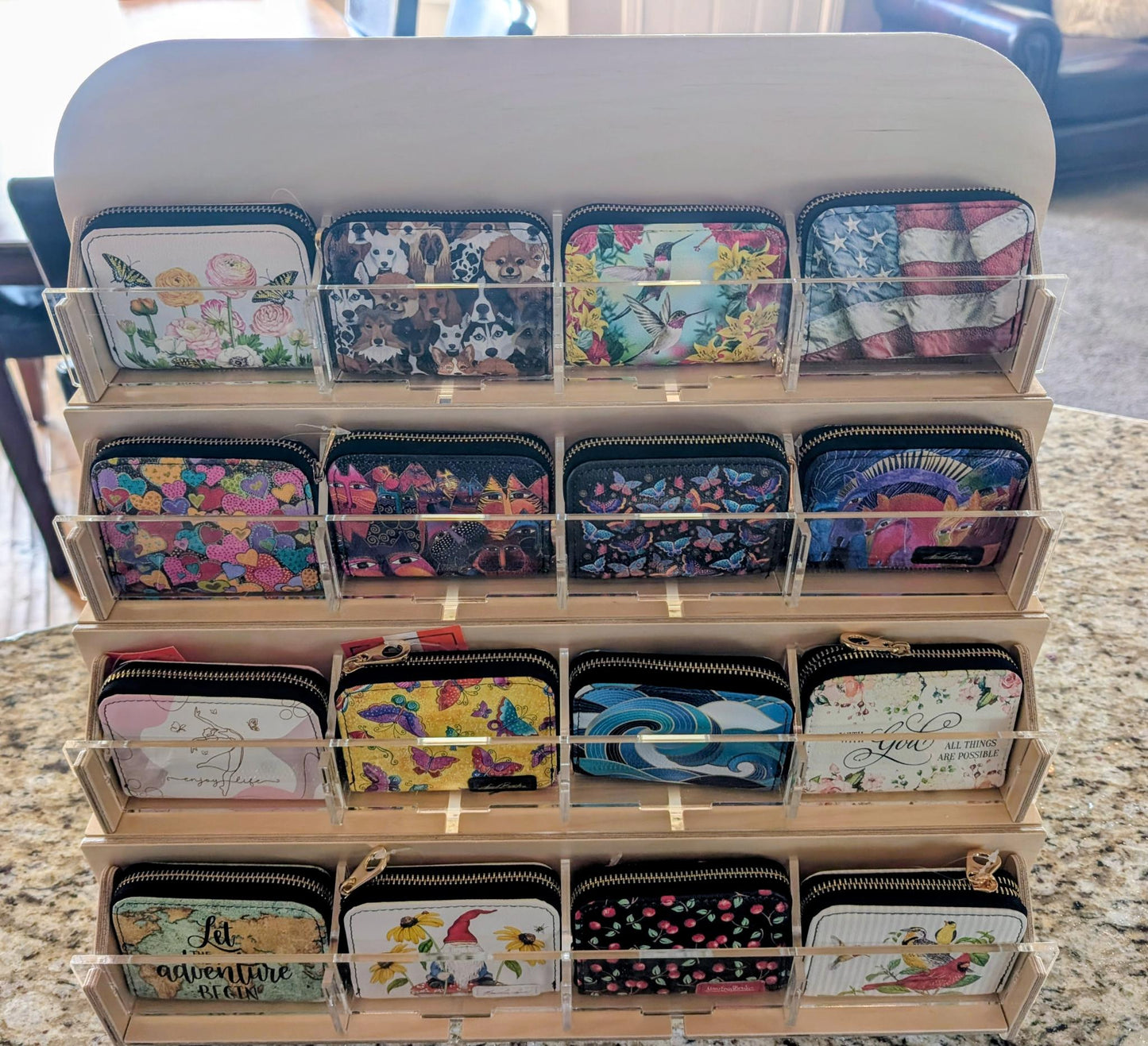 16 Wallet Wood and Acrylic Countertop Display Case