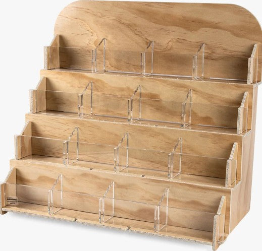 16 Wallet Wood and Acrylic Countertop Display Case