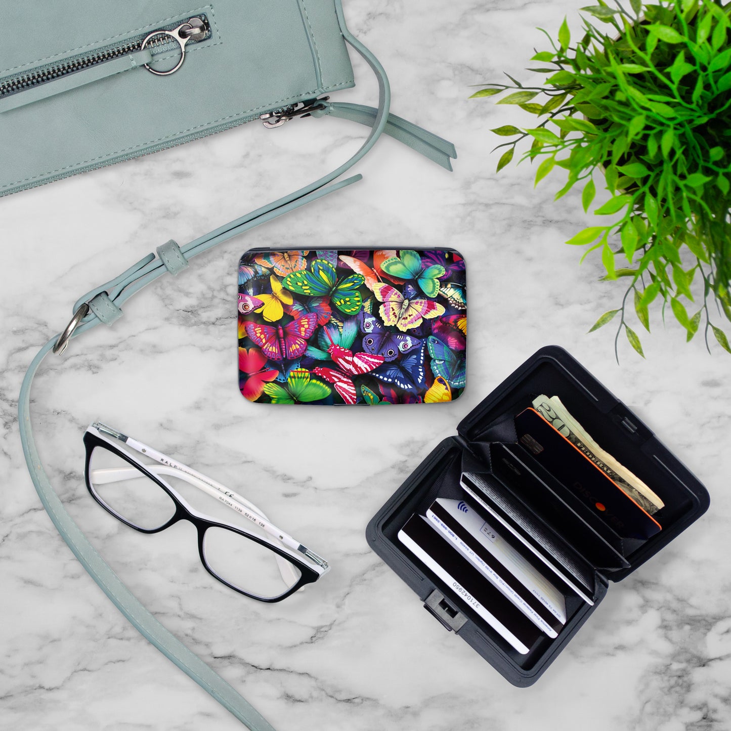 Butterfly Collage RFID Armored Wallet