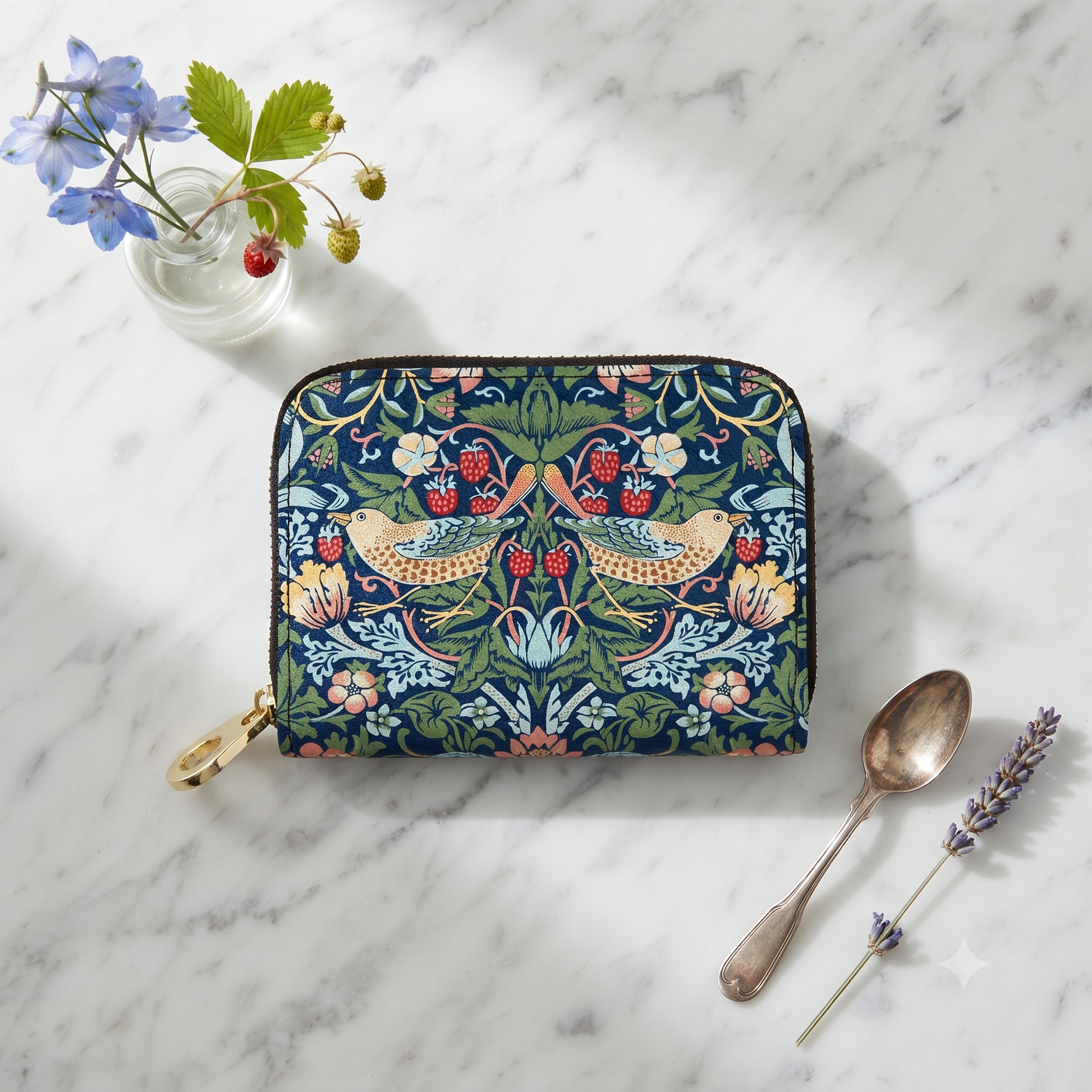 William Morris Strawberry Thief RFID zipper wallet