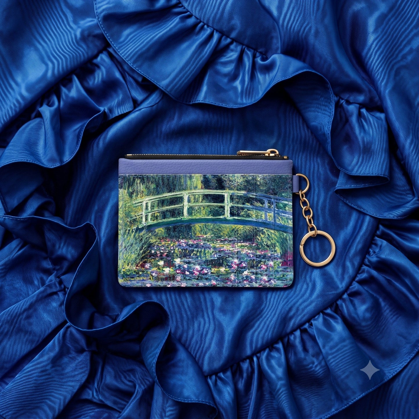 Monet Japanese bridge water lilies keychain wallet, styled