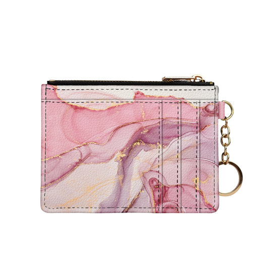 Pink marble keychain wallet