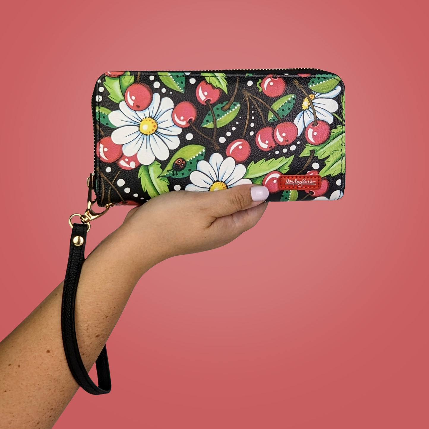 Mary Engelbreit Cherry Daisy Wristlet Wallet