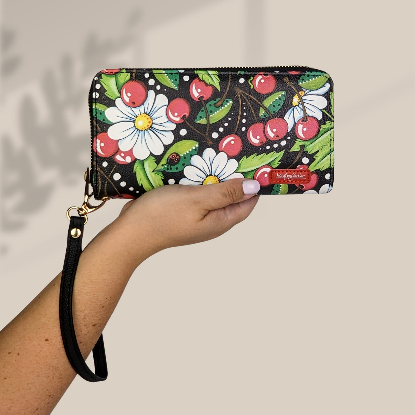 Mary Engelbreit Cherry Daisy Wristlet Wallet