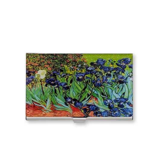 Van Gogh Irises stainless steel business card holder