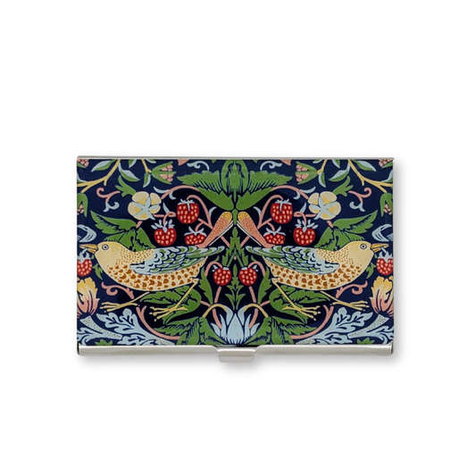 William Morris Strawberry Thief stainless steel business card holder