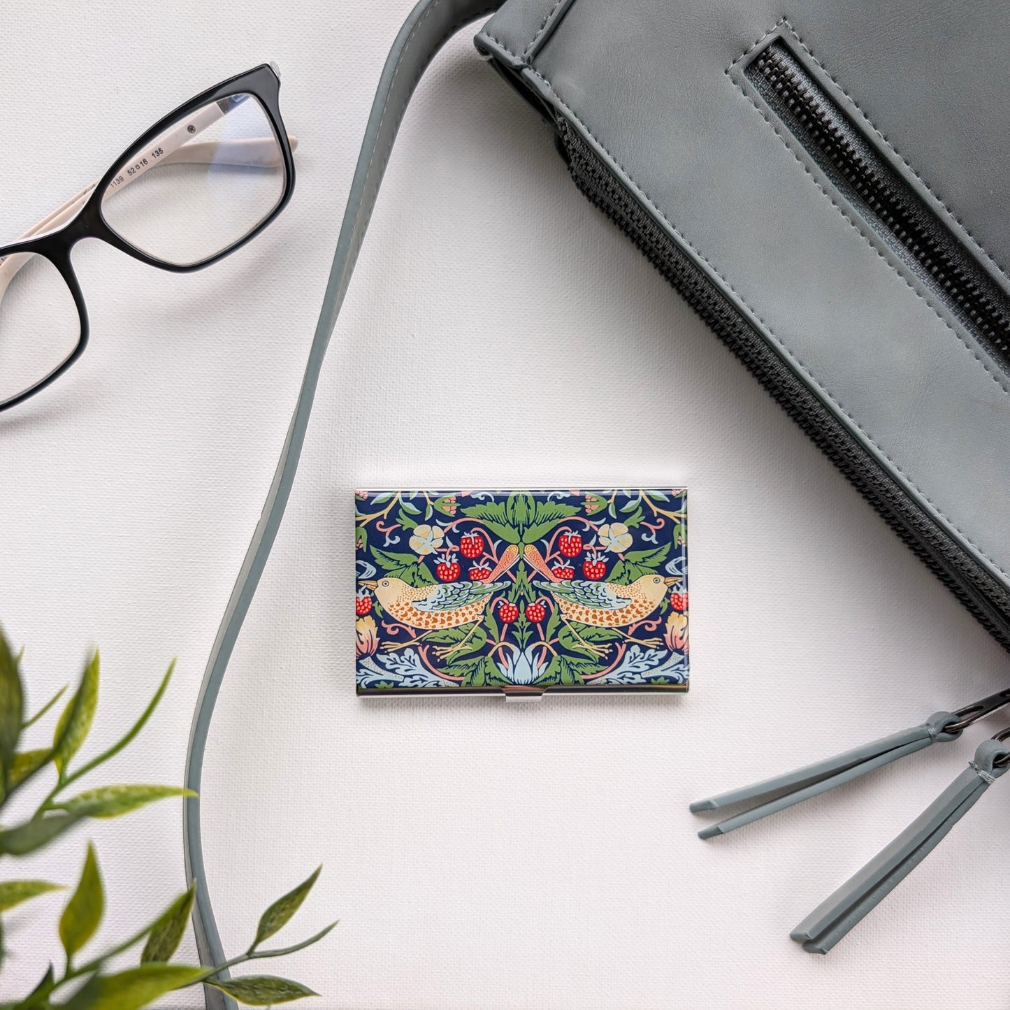 William Morris Strawberry Thief Stainless Steel Business Card Holder