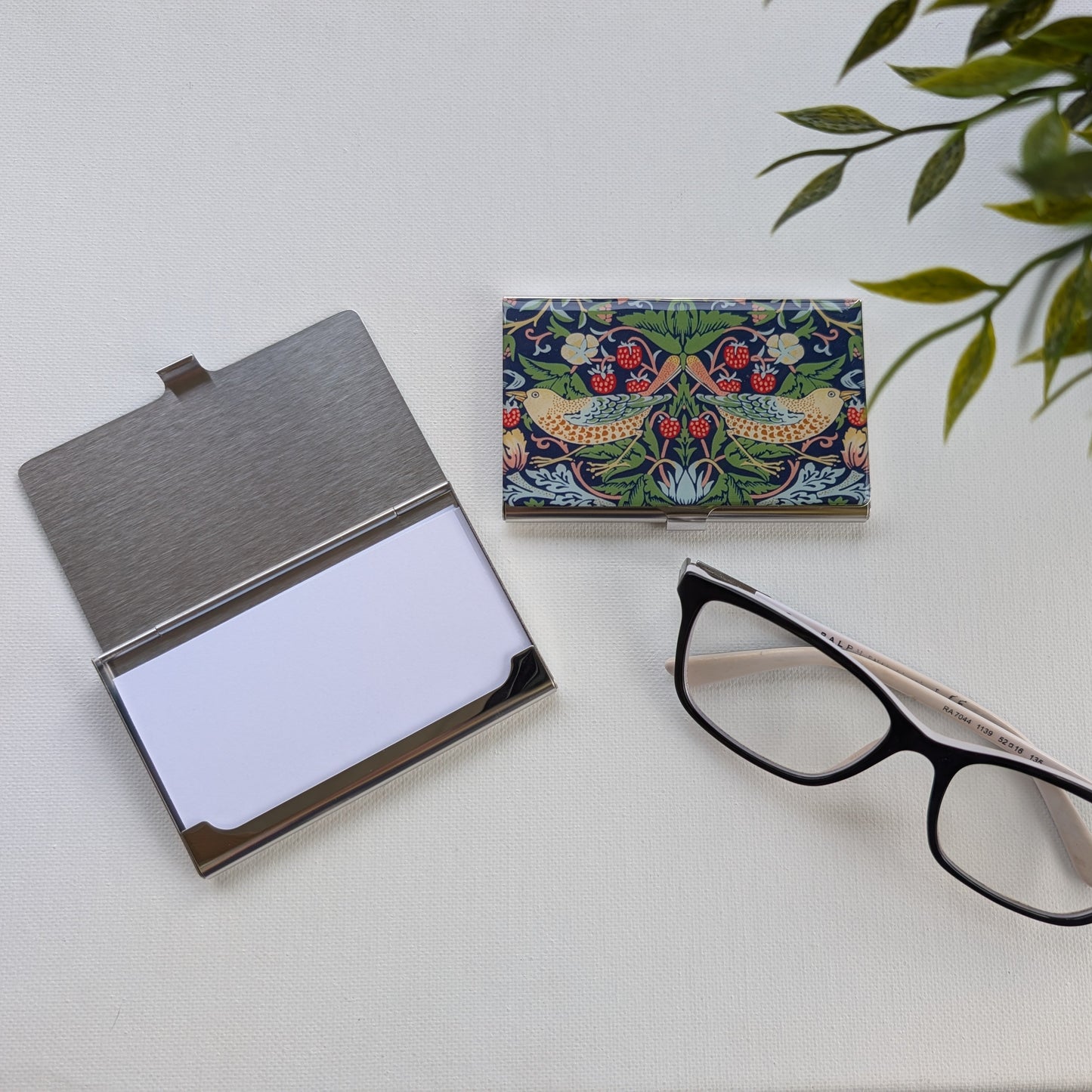 William Morris Strawberry Thief Stainless Steel Business Card Holder