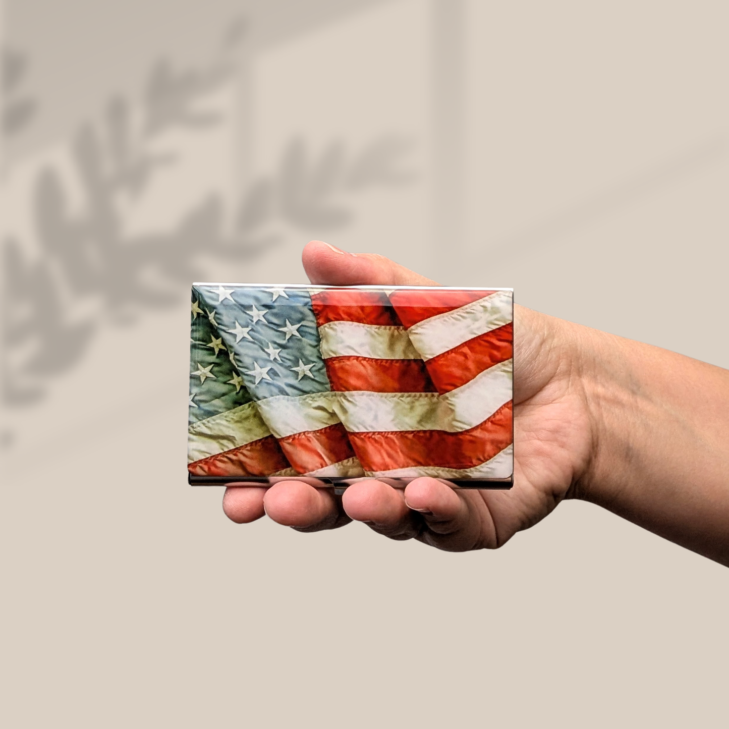 American Flag Stainless Steel Business Card Holder